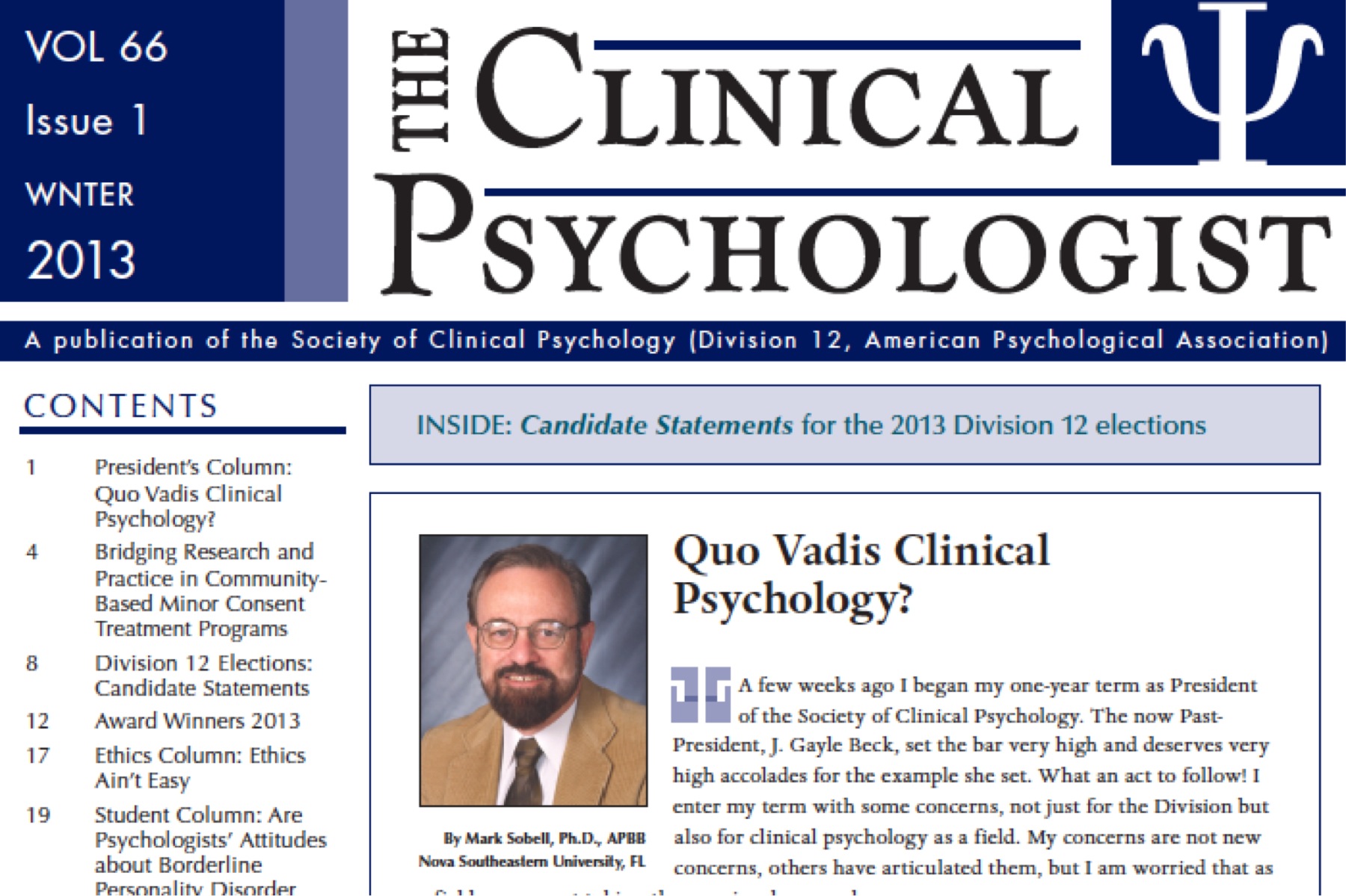 Featured image for “The Clinical Psychologist – Winter 2013”